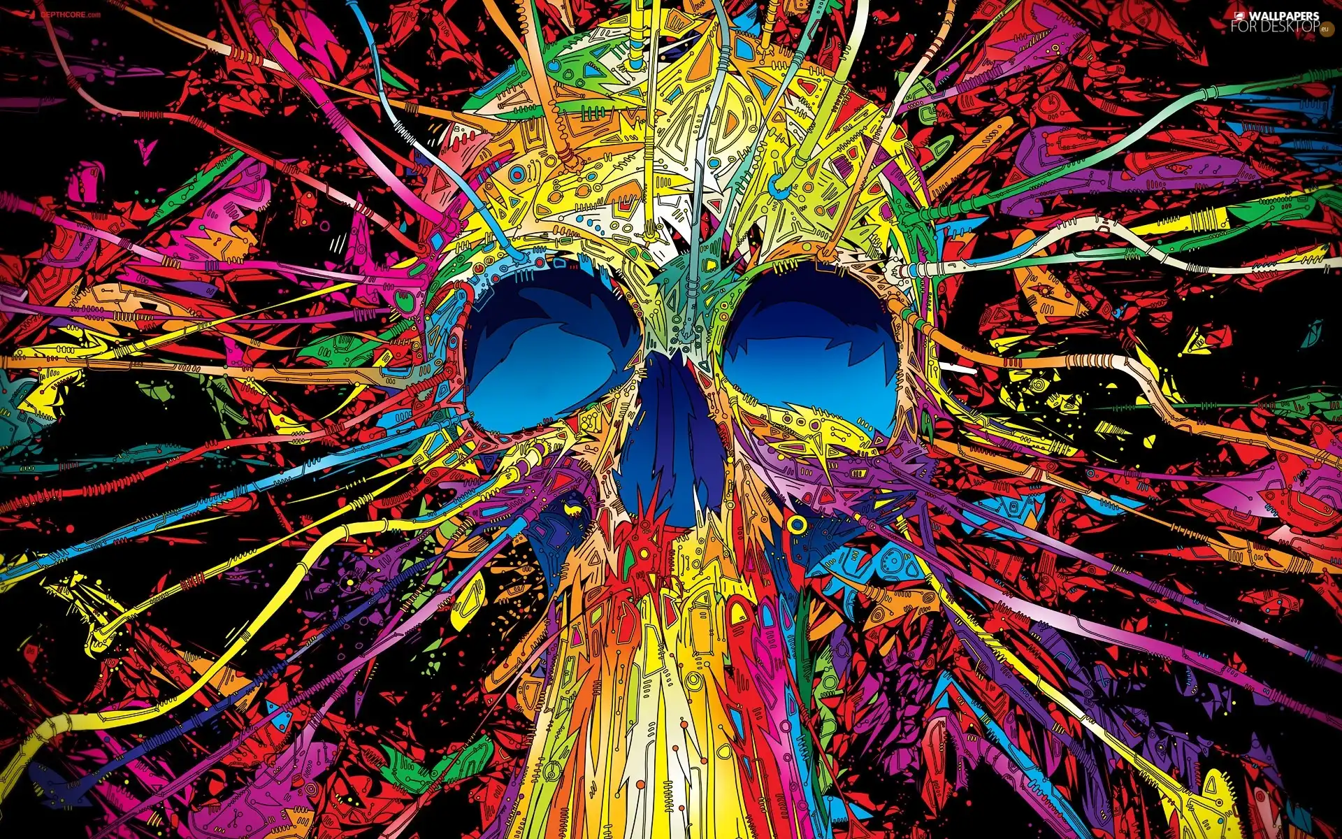 abstraction, skull, colors