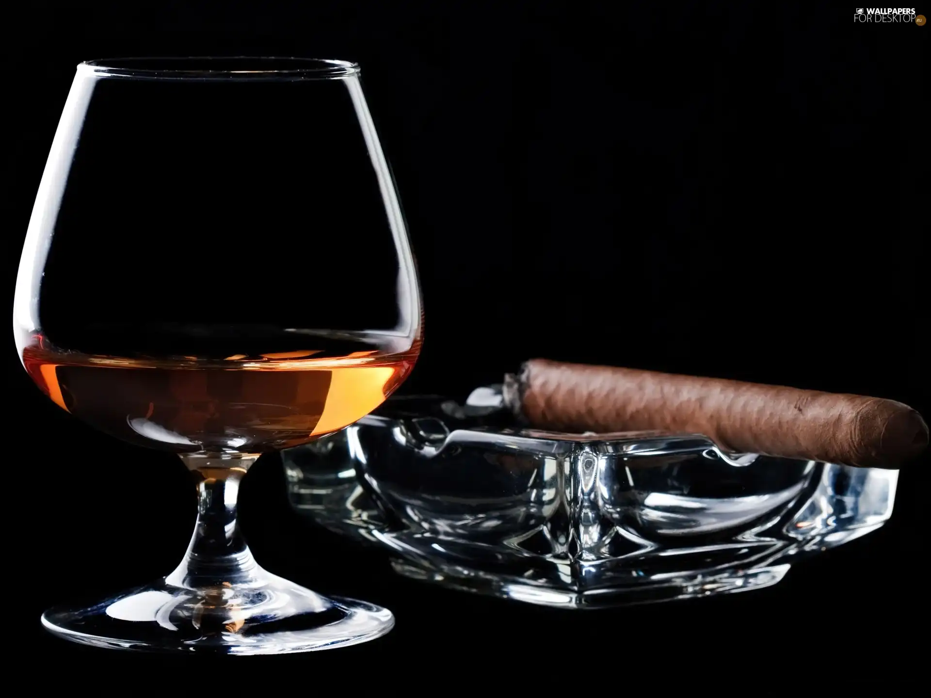 glass, cigar, ashtray, cognac