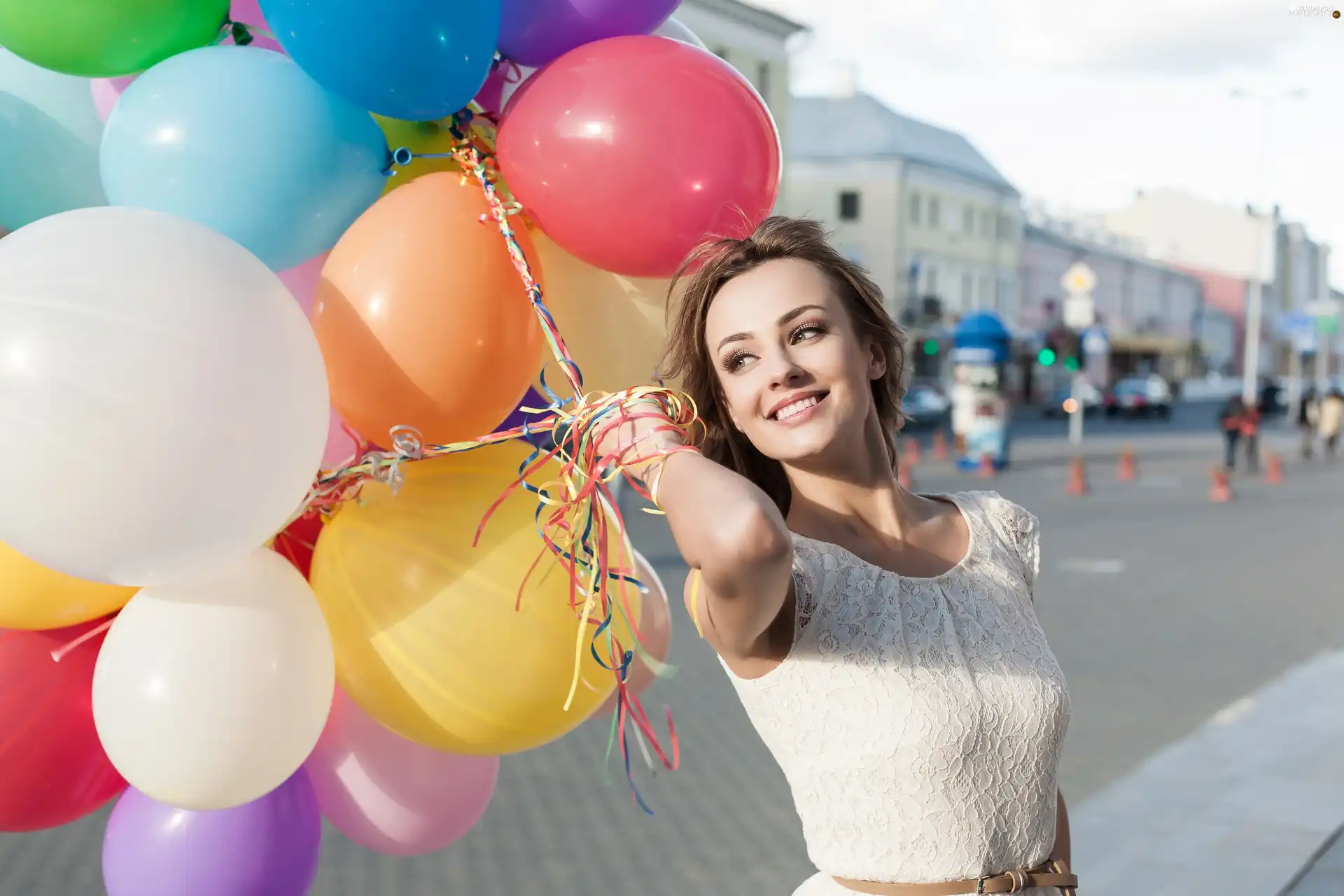Balloons, Women, Smile