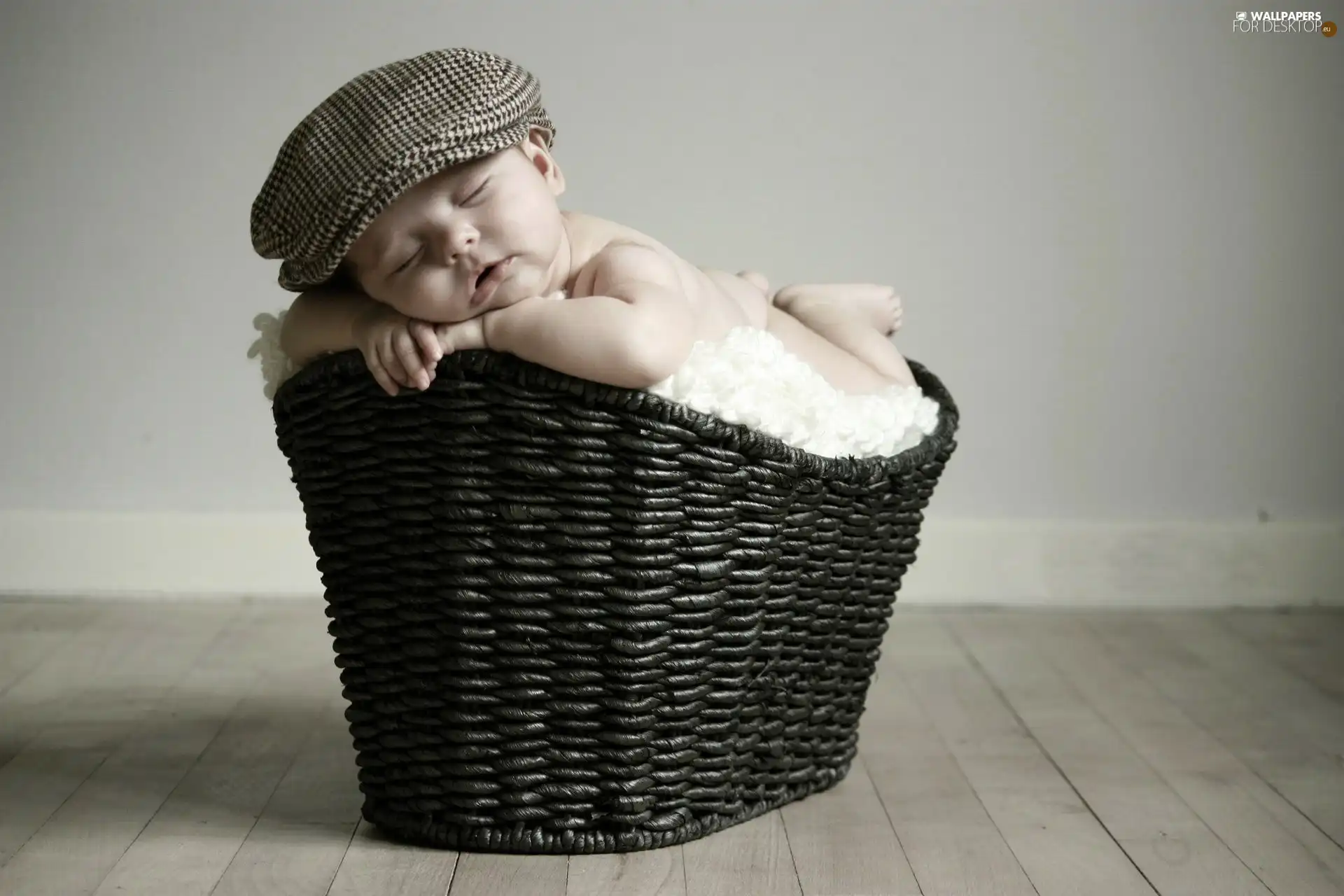 Sleeping, Hat, basket, Kid