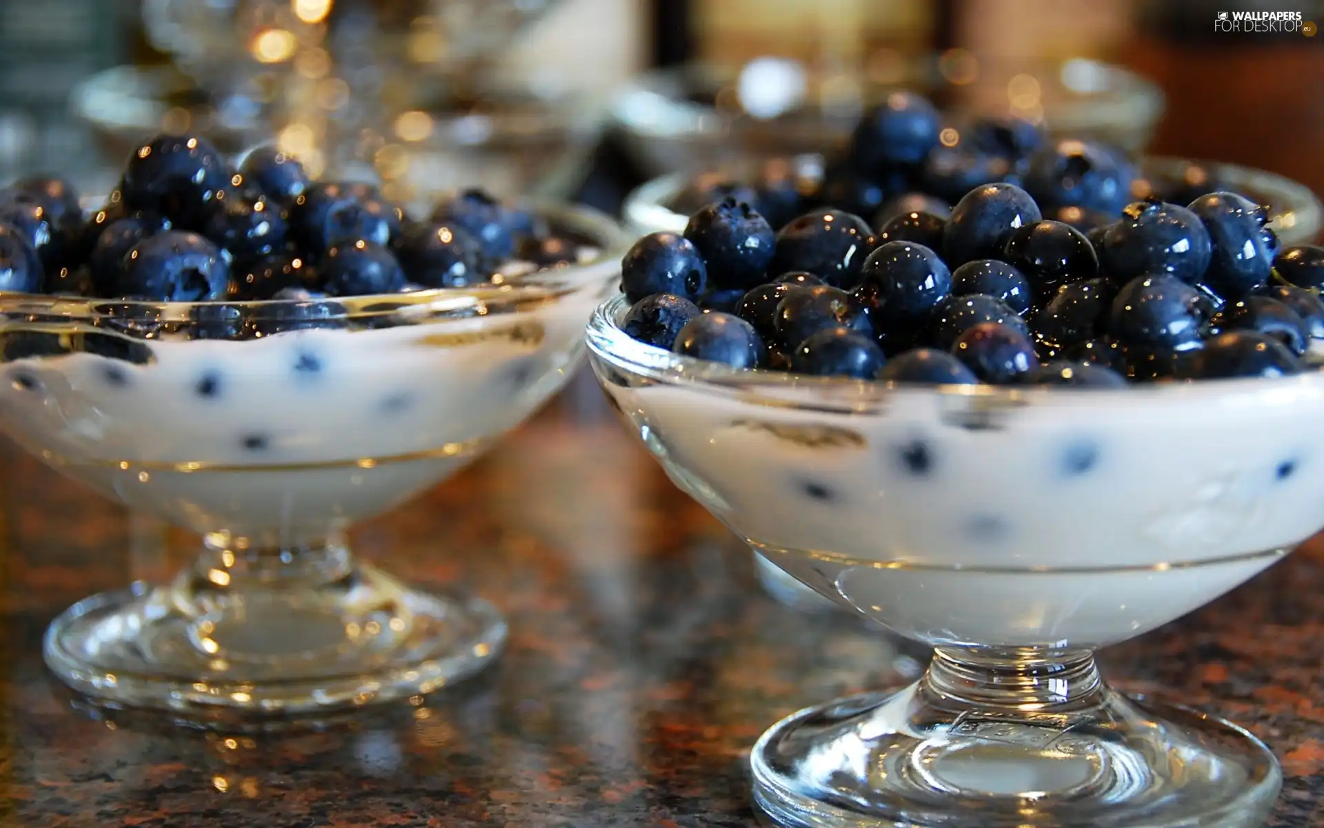 blueberries, desserts, milk