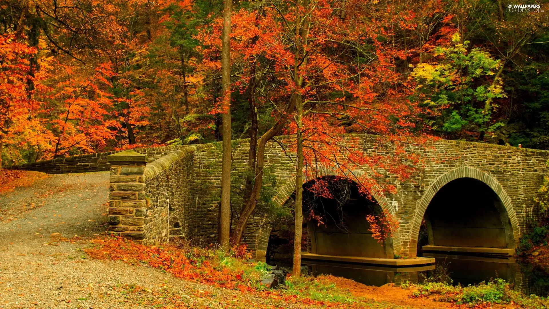 autumn, stone, bridge, Park