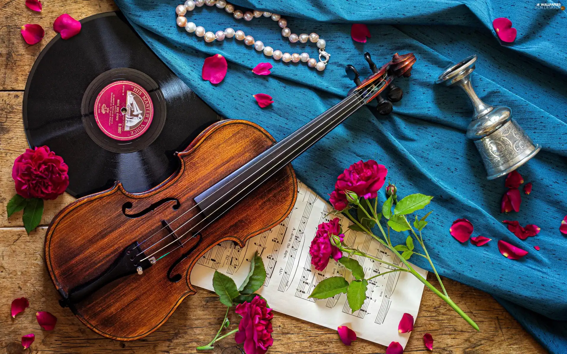 CD, composition, Tunes, roses, violin
