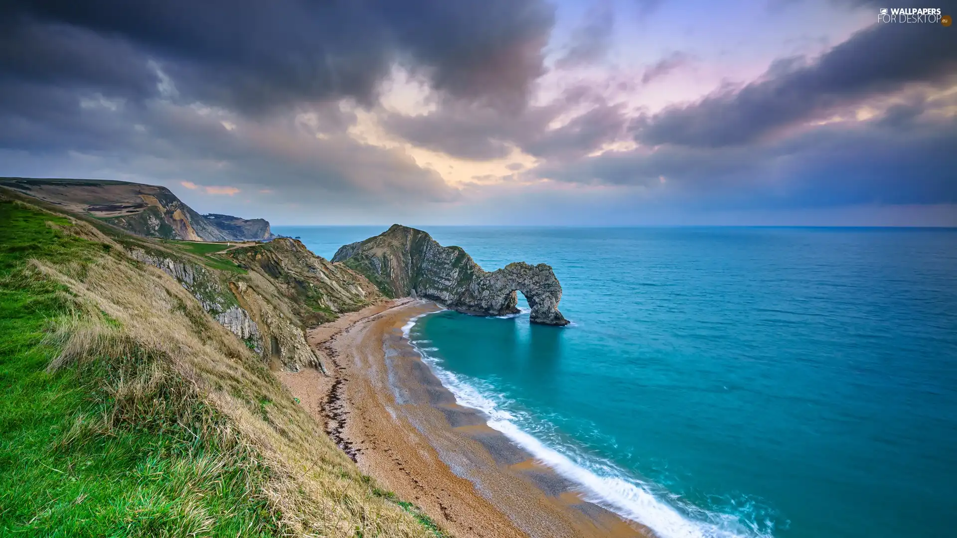 sea, Jurassic Coast, clouds, Rocks, Durdle Door, County Dorset, England, Durdle Door