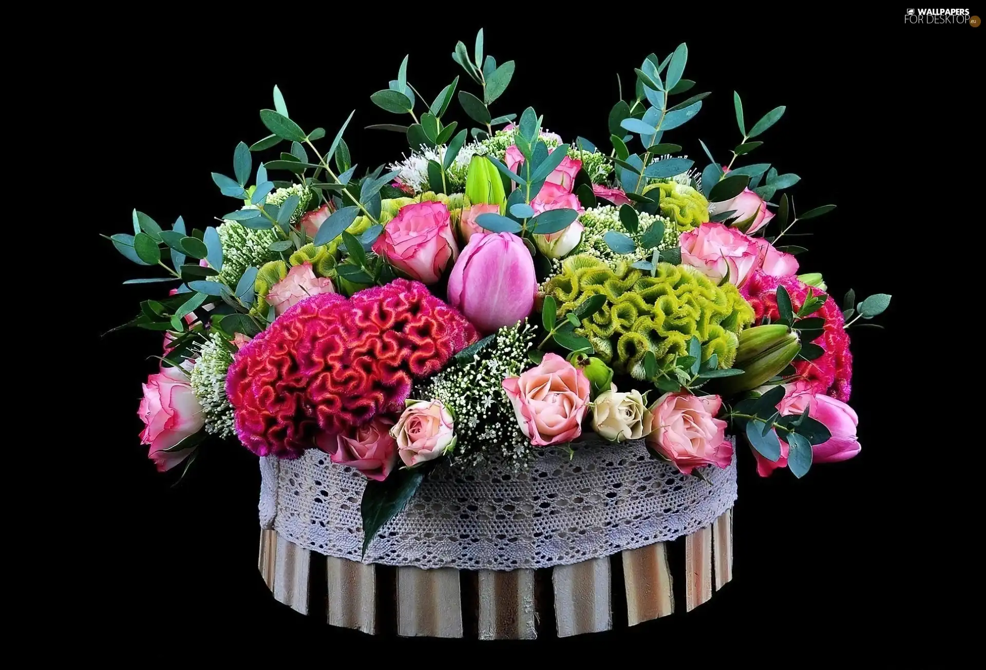 box, Colorful, flowers, bouquet