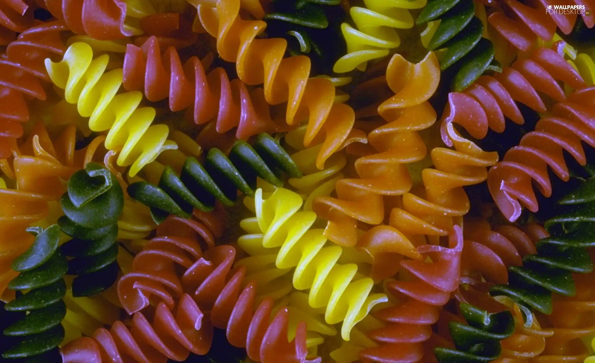 Fusilli, color, macaroni