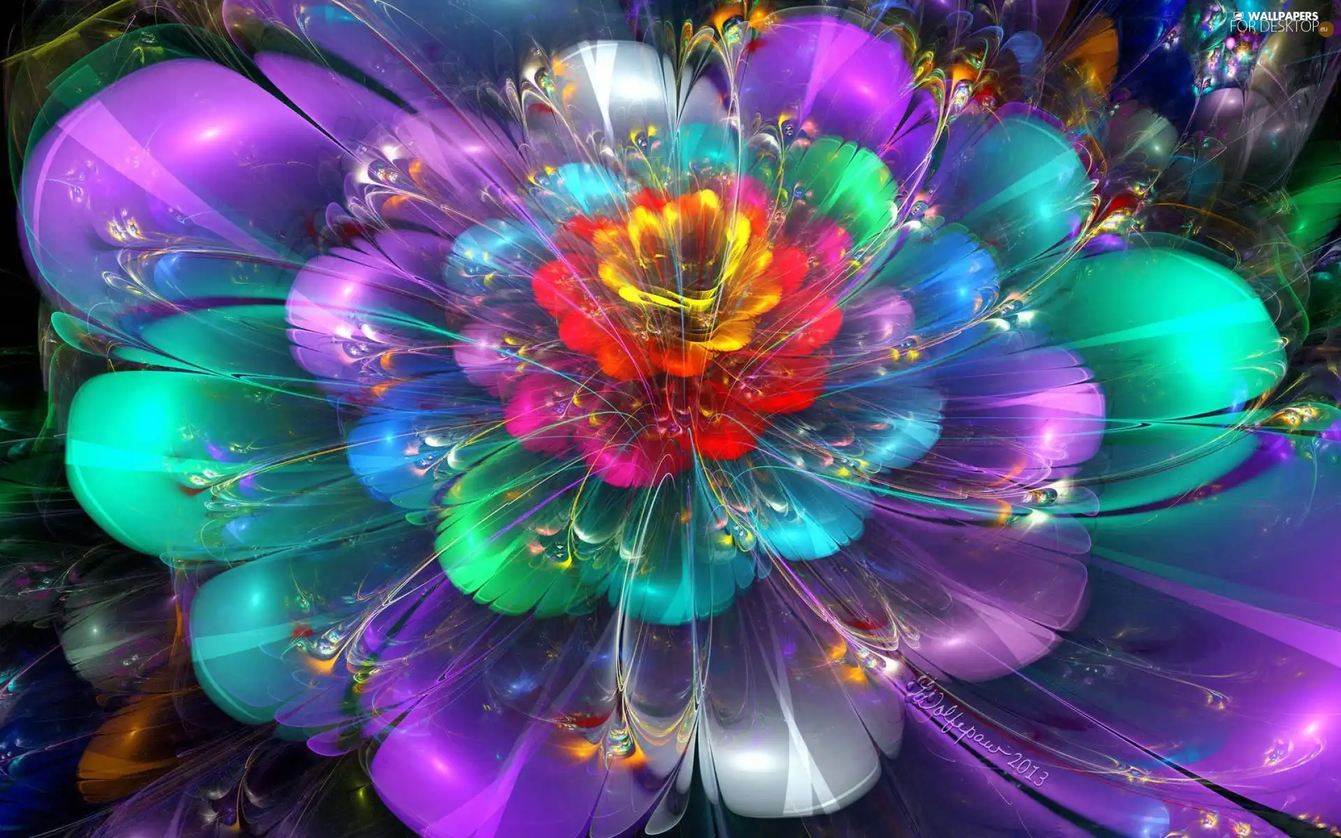 color, Fraktal, graphics, Colourfull Flowers