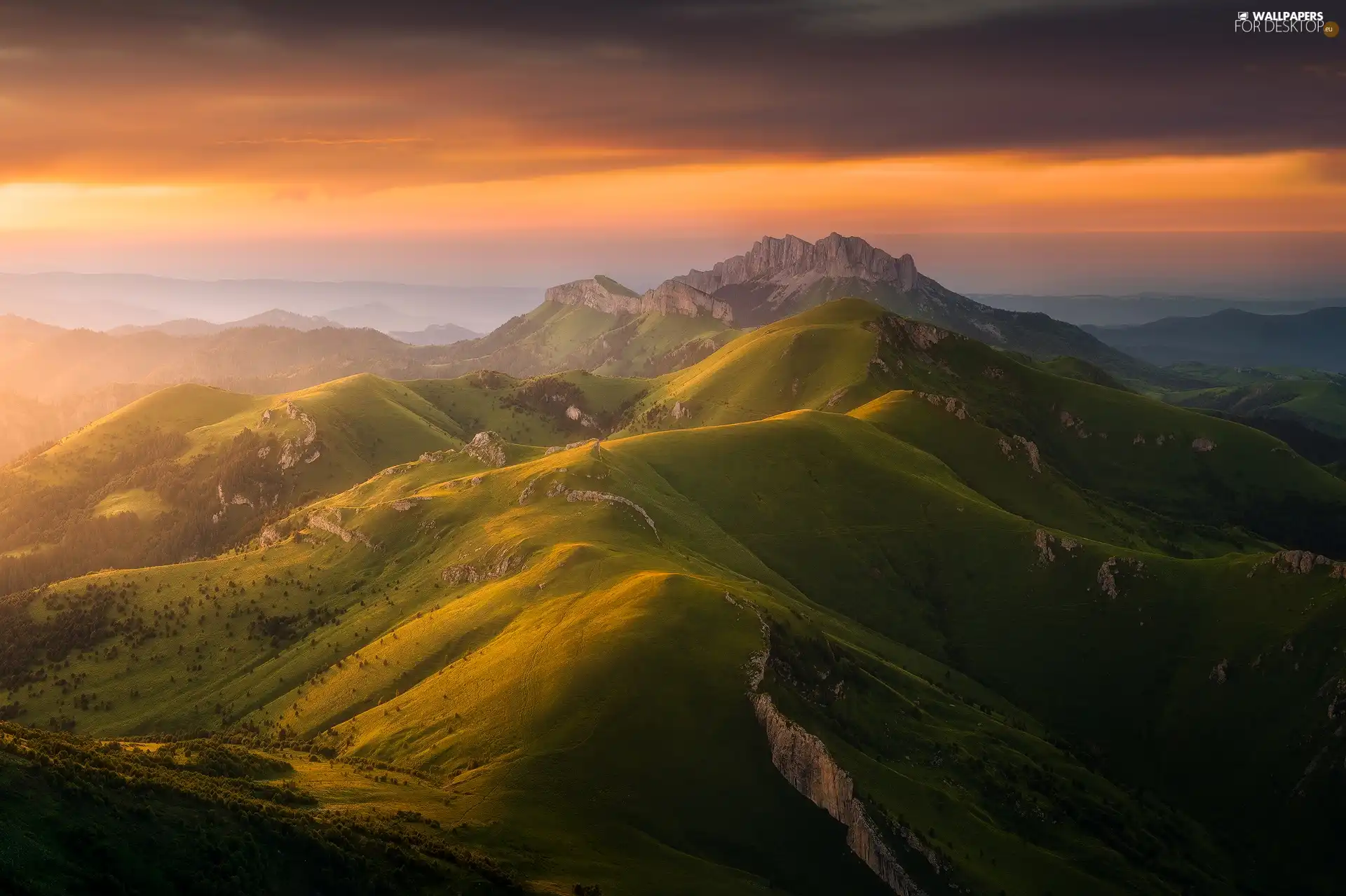 Mountains, The Hills, Great Sunsets, green ones
