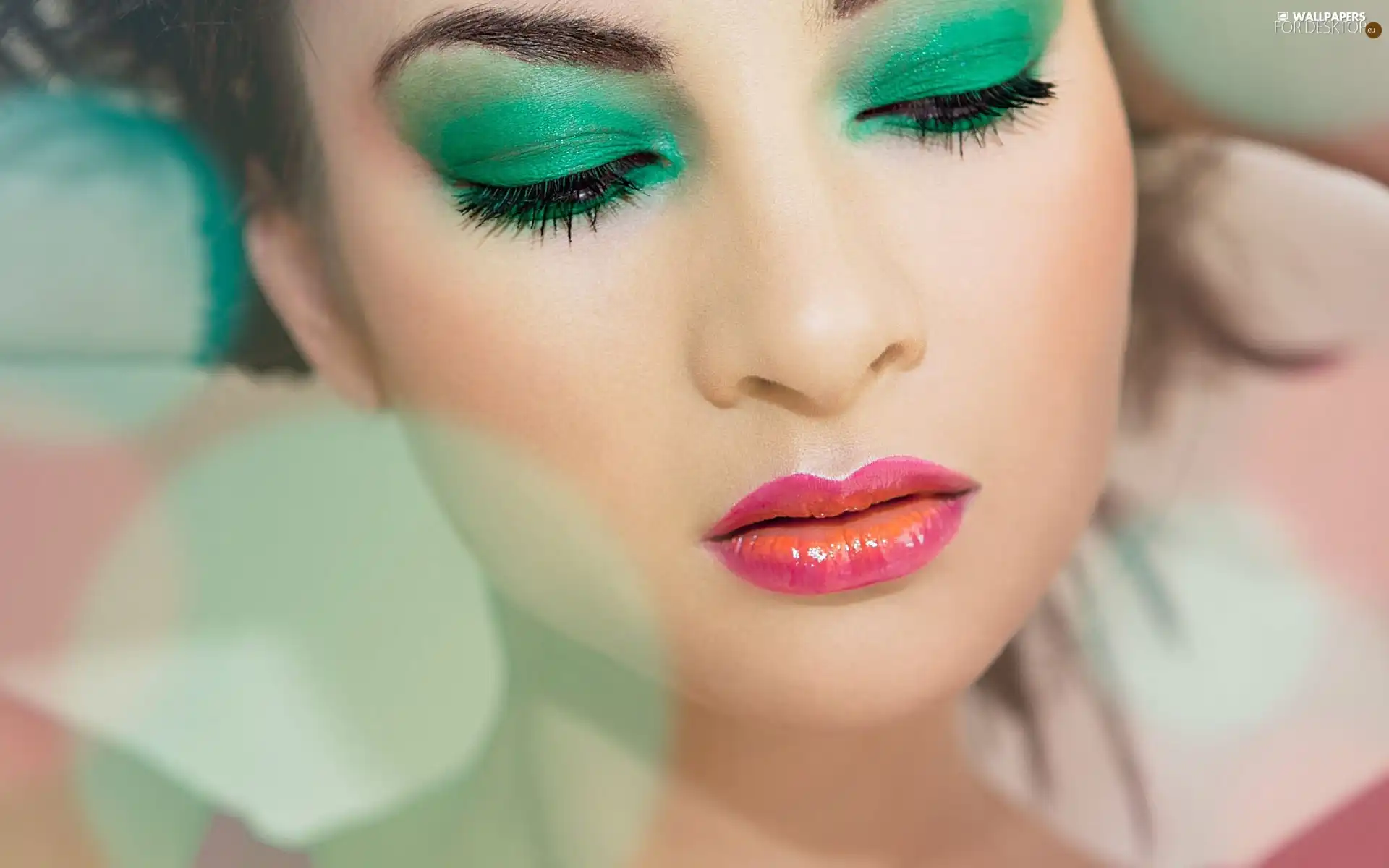 make-up, Women, Green