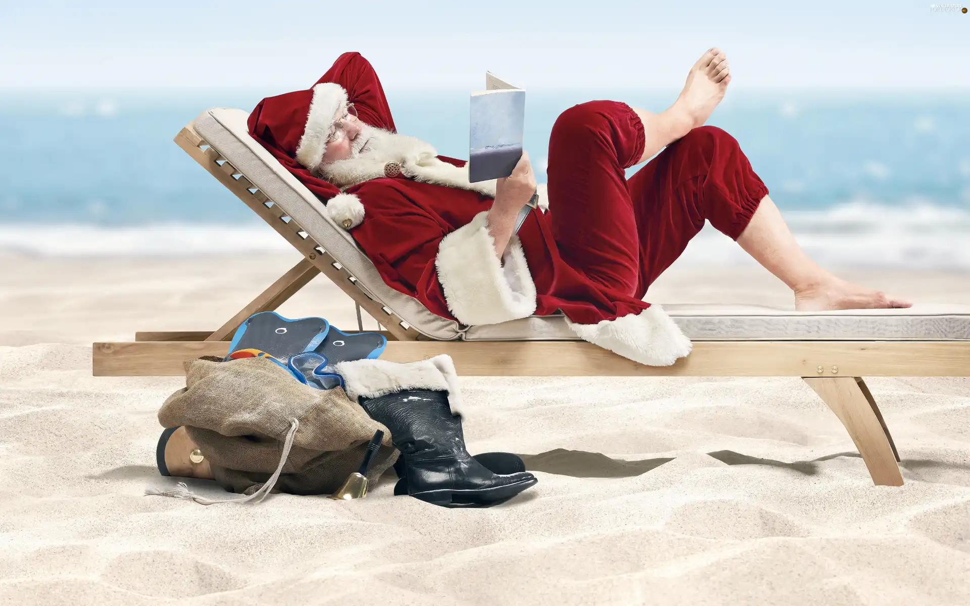 Book, resting, Beaches, hammock chair, Santa