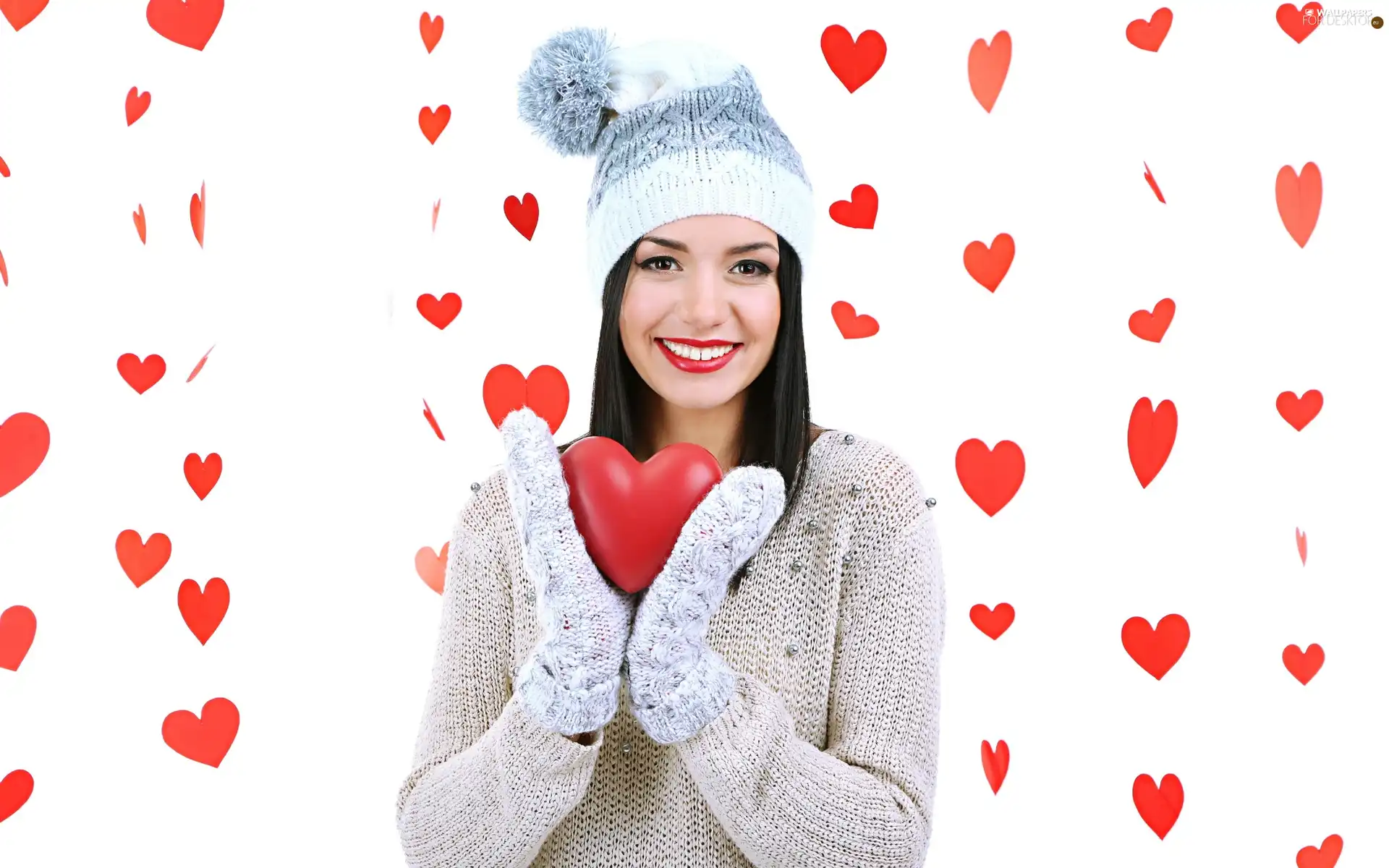 Hat, hearts, smiling, Valentine