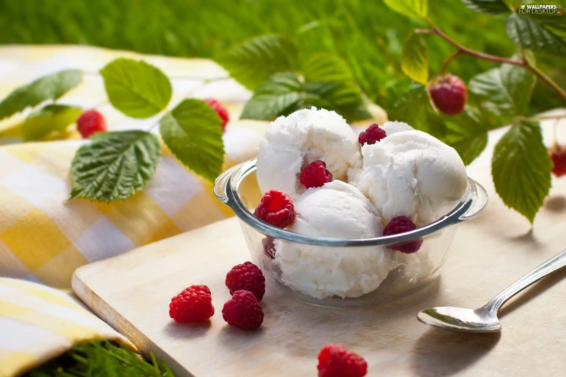 ice cream, Raspberries