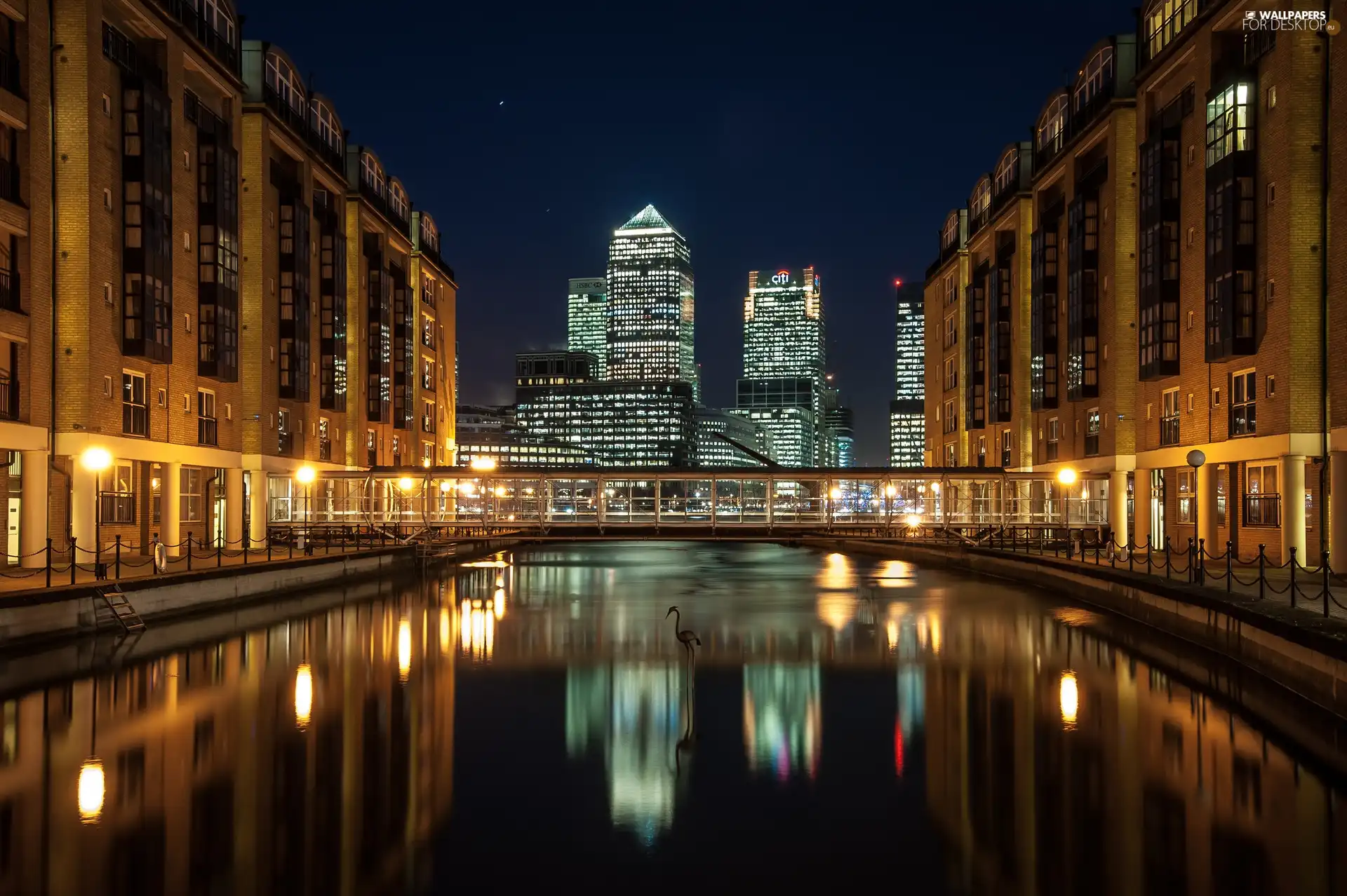 Town, River, London, England, Night, Houses