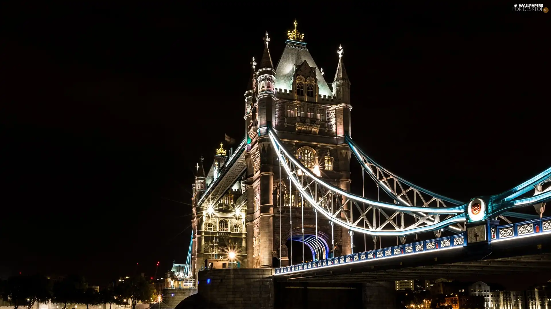 London, England, Town, Night, Tower Bridge