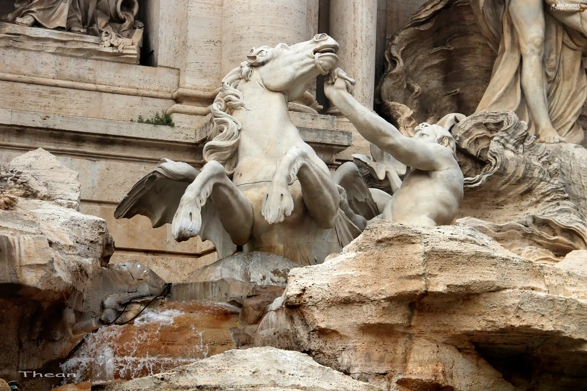di trevi, statues, marble, Rome