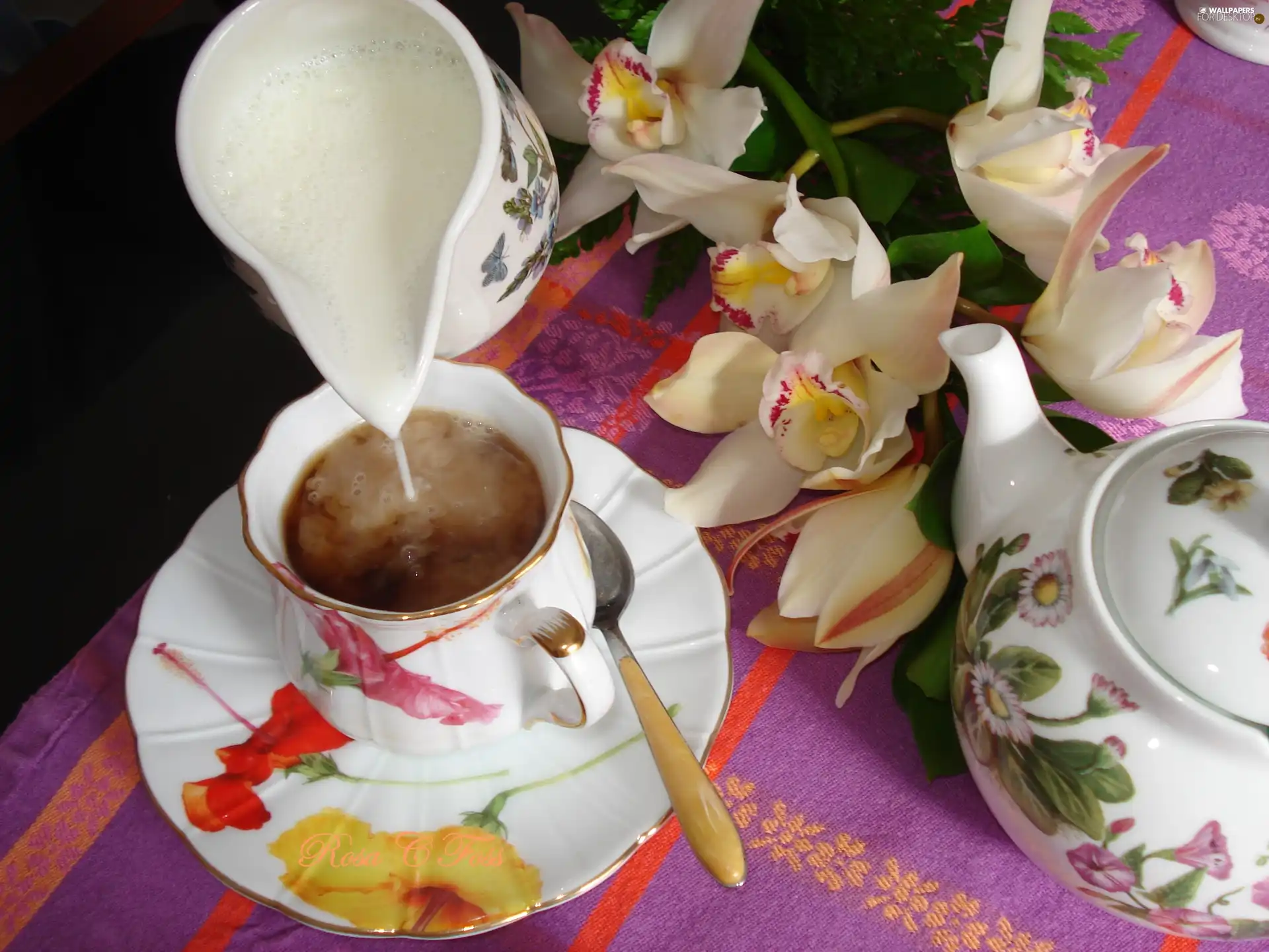service, milk, Orchidee, coffee