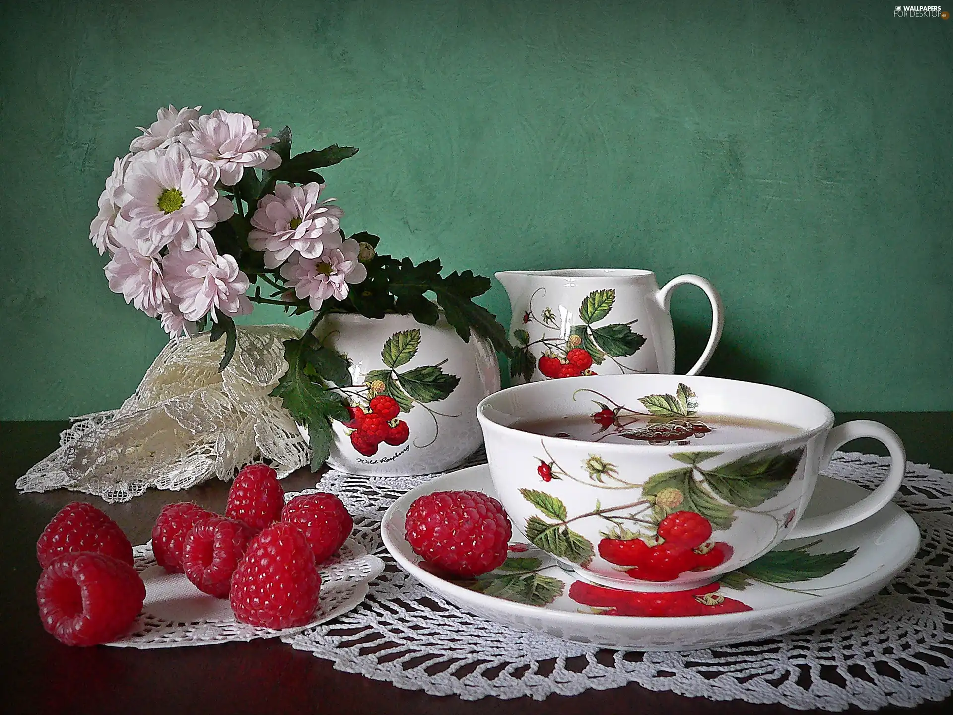 package, small bunch, tea, Raspberries, Do, flowers