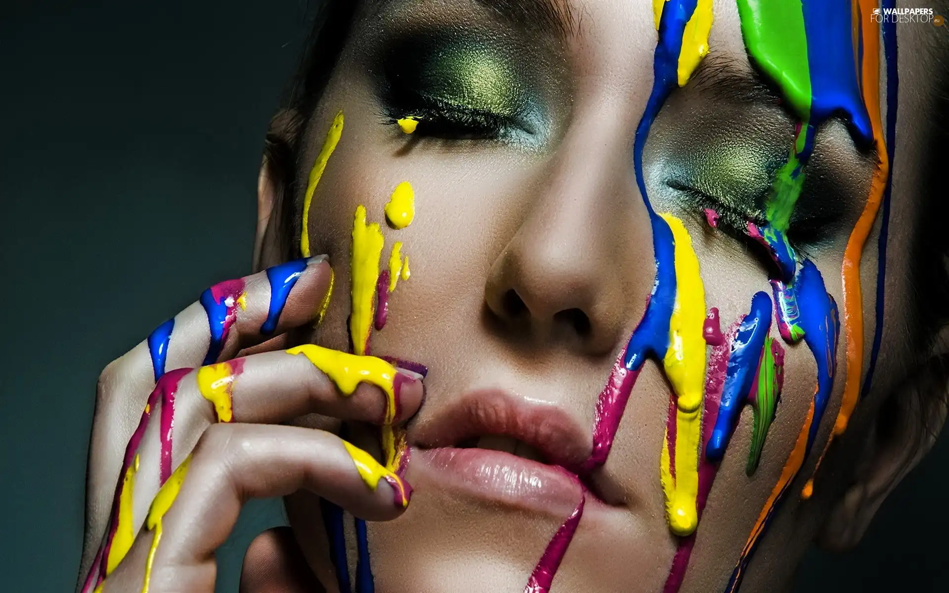 Women, color, Paints, face