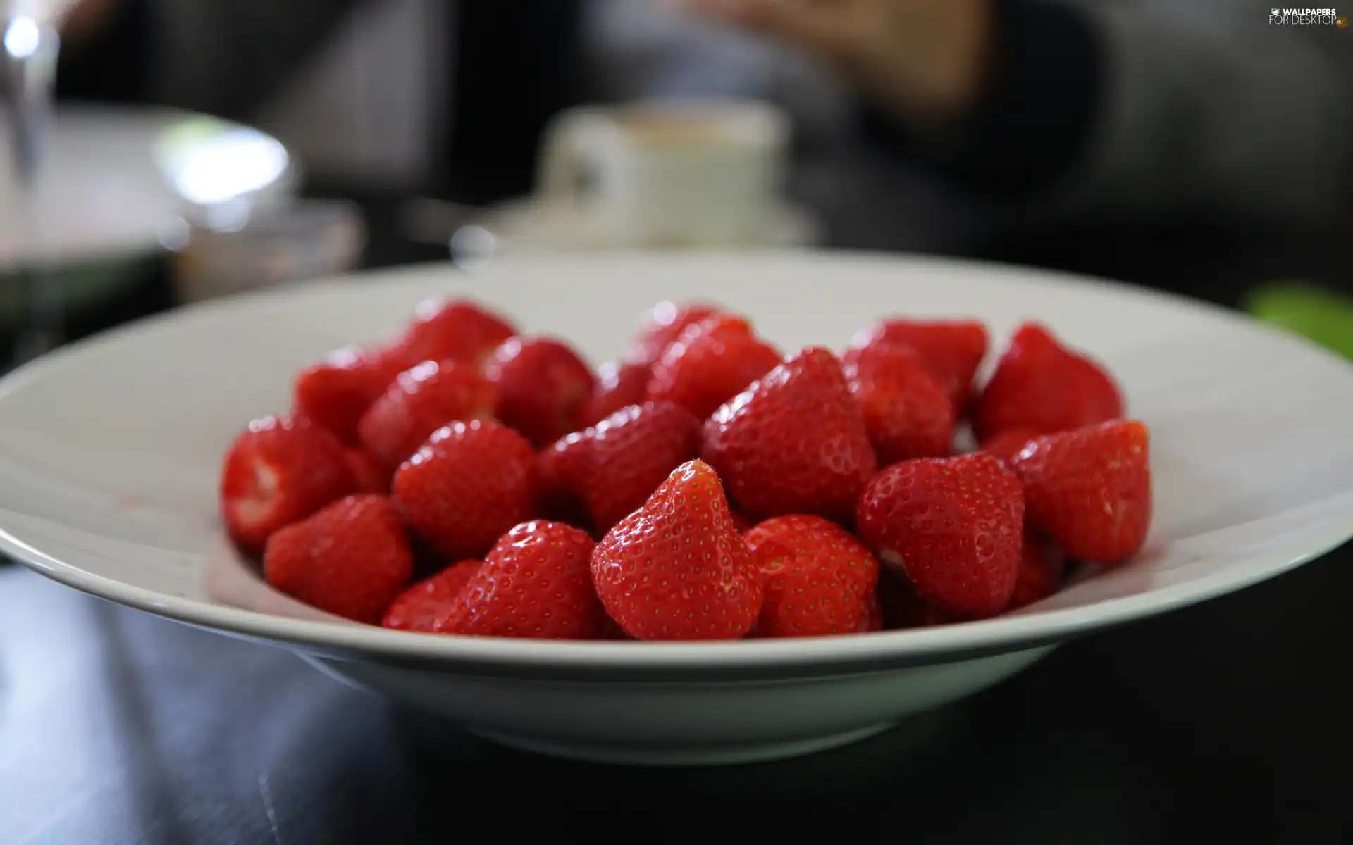 strawberries, plate