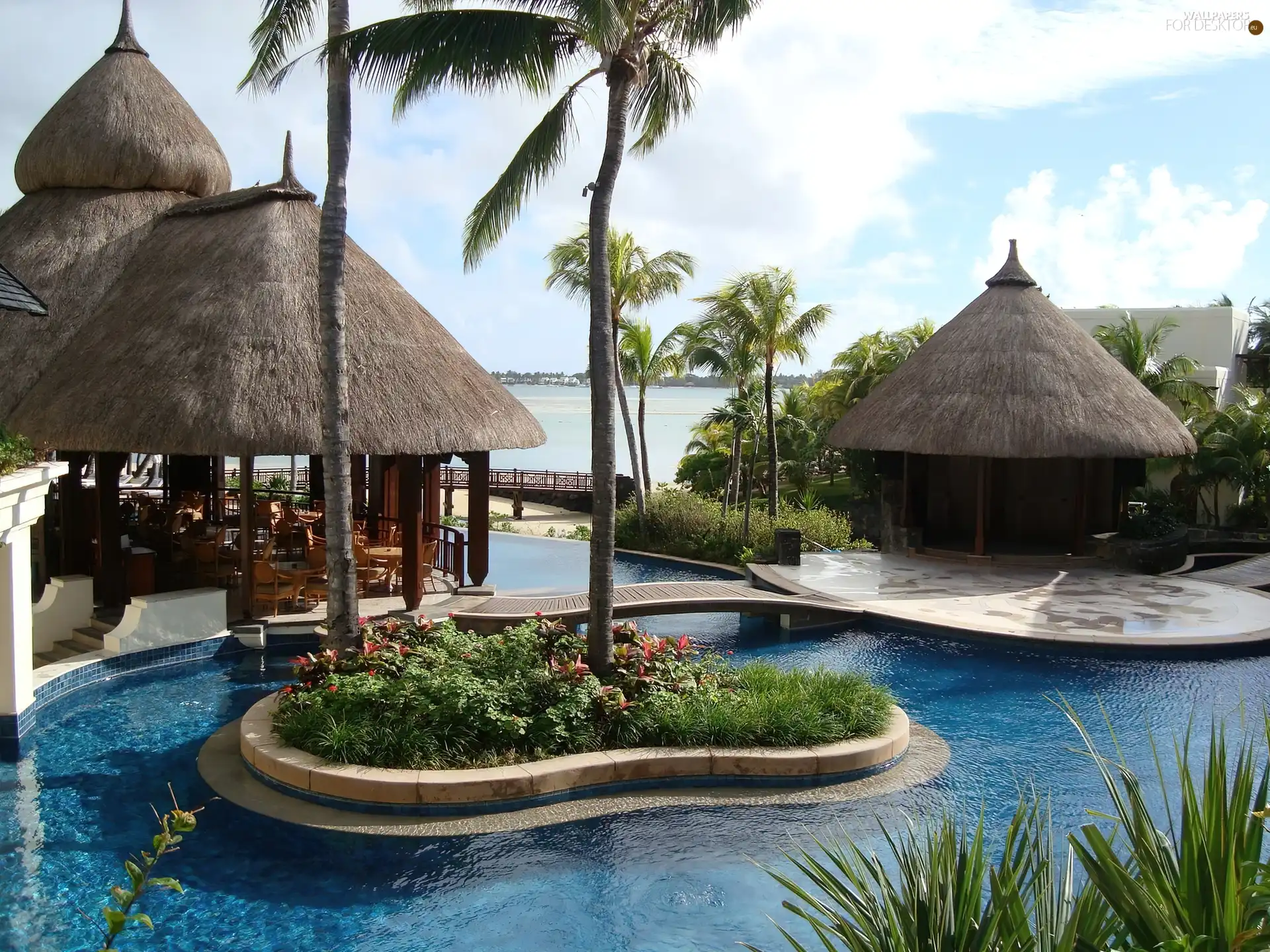 Mauritius, Hotel hall, Pool