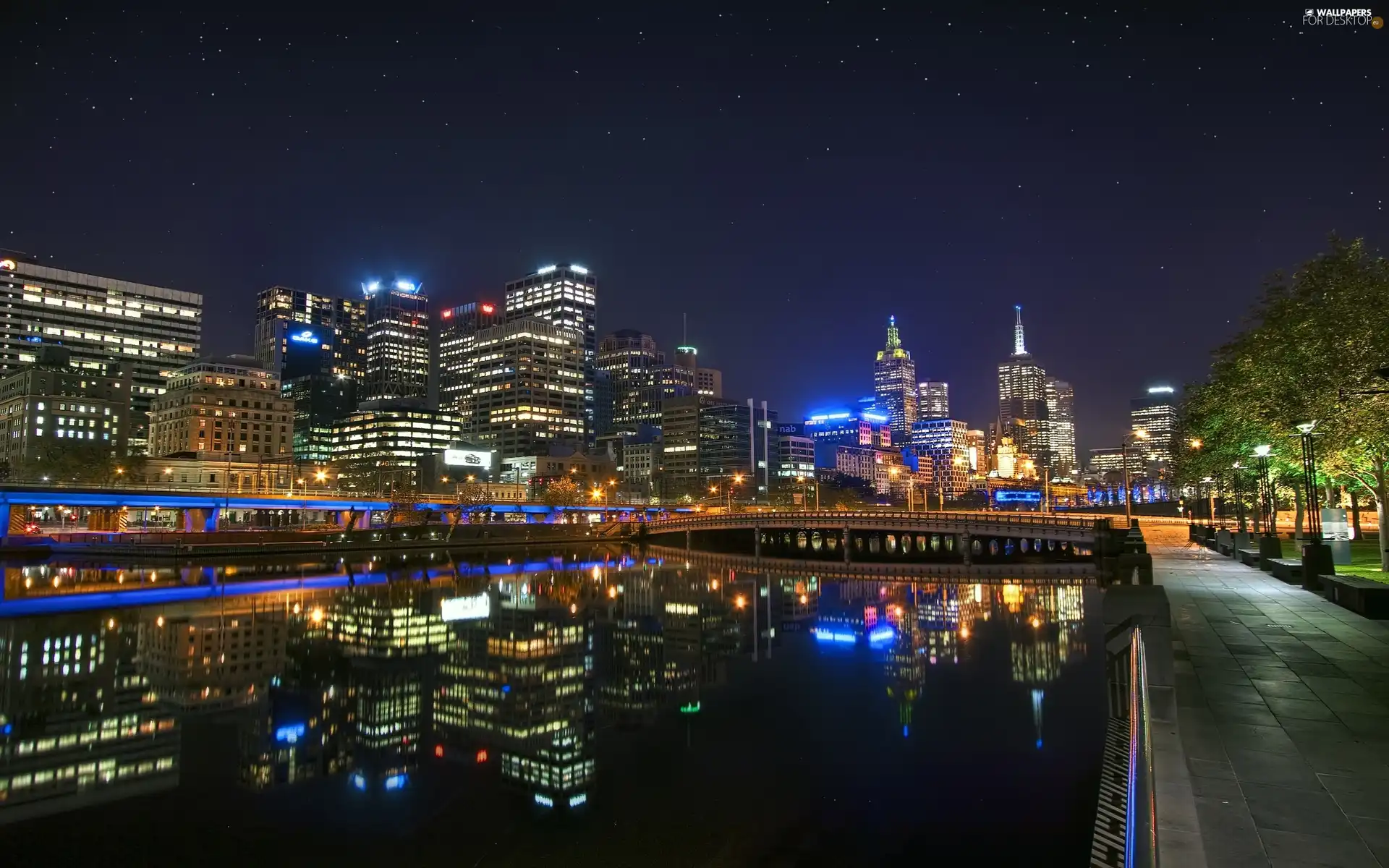 Night, panorama, Melbourne