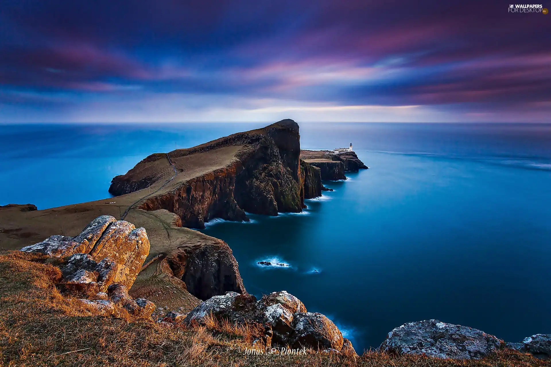 rocks, Lighthouses, archipelago, sea, Scotland