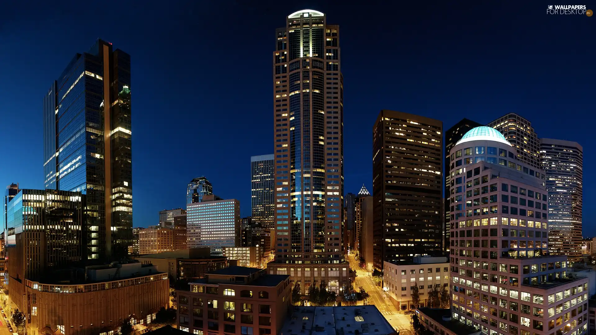night, skyscraper, The United States, Town, Seattle