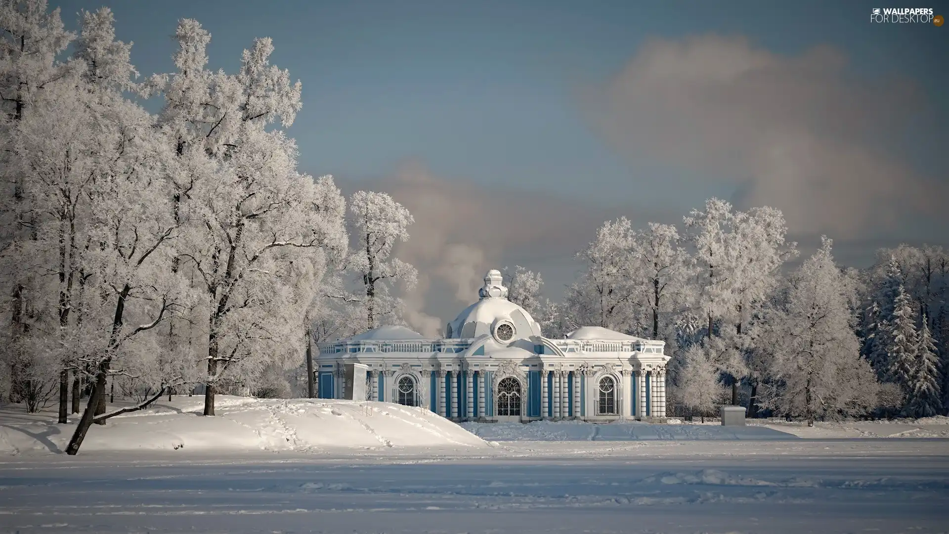 Park, winter, palace, summer, Tsarskoye Selo