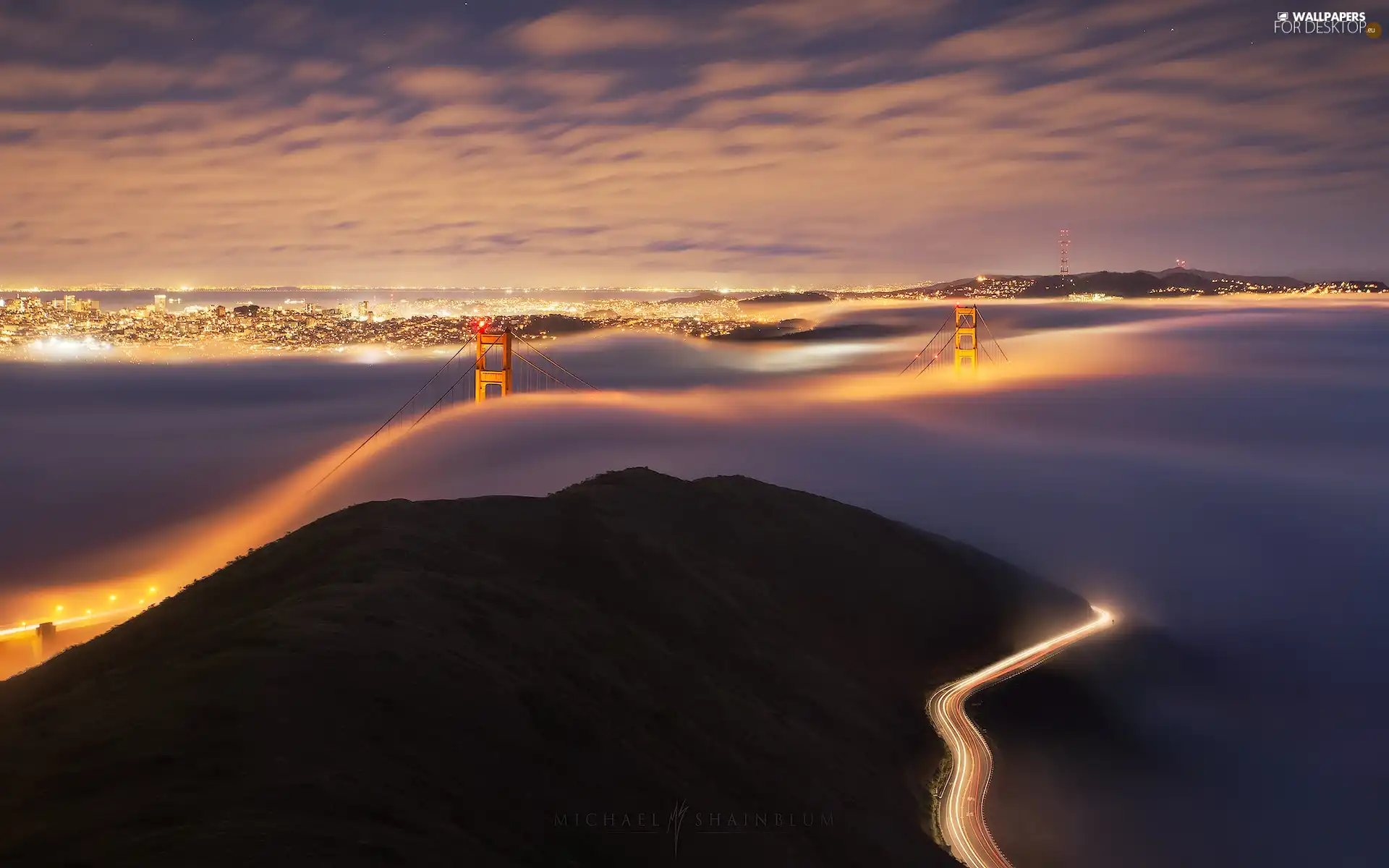 Golden Gate Bridge, San Francisco, Town, bridge, The United States, Fog, light