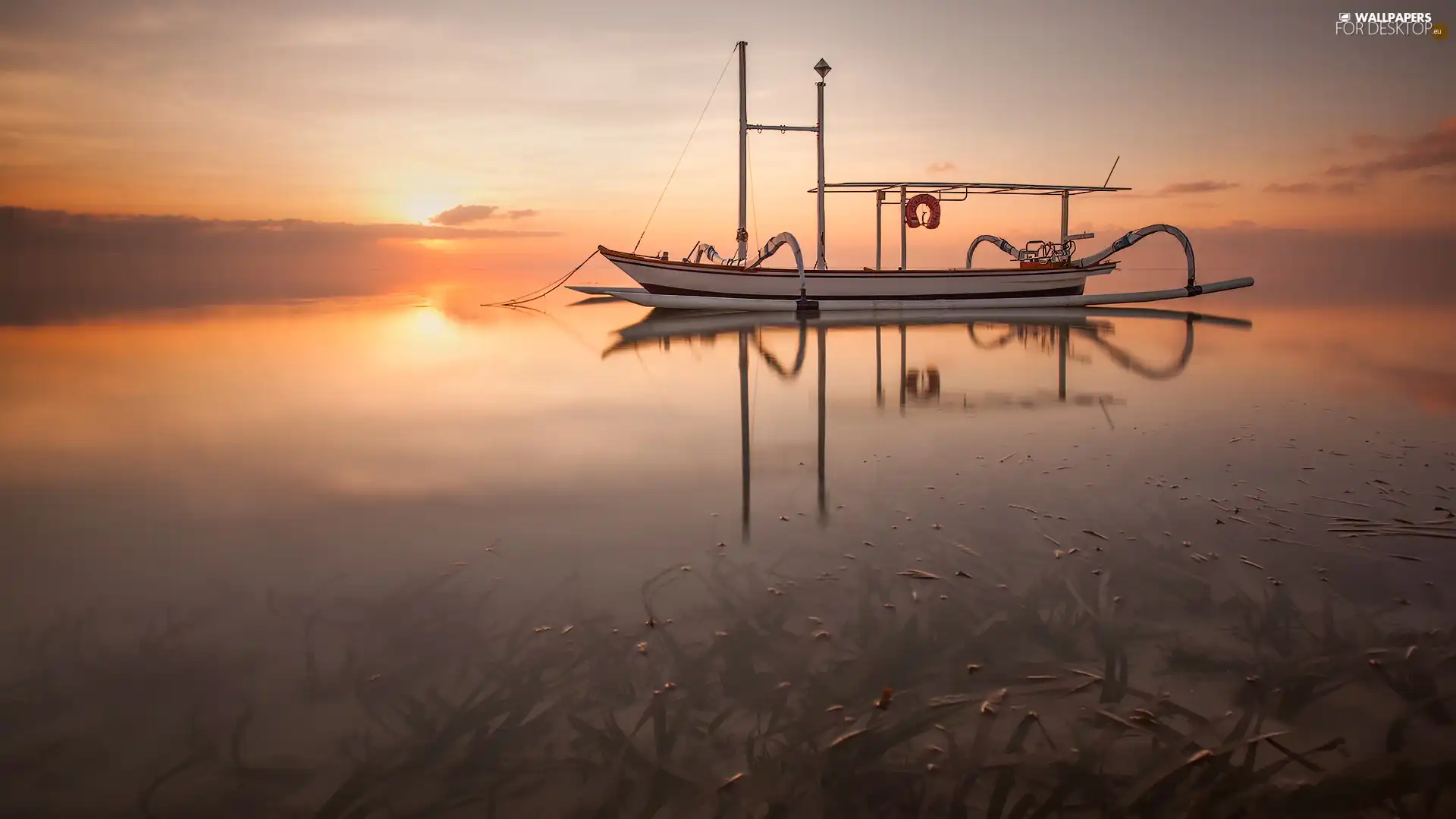 Sunrise, Boat, sea