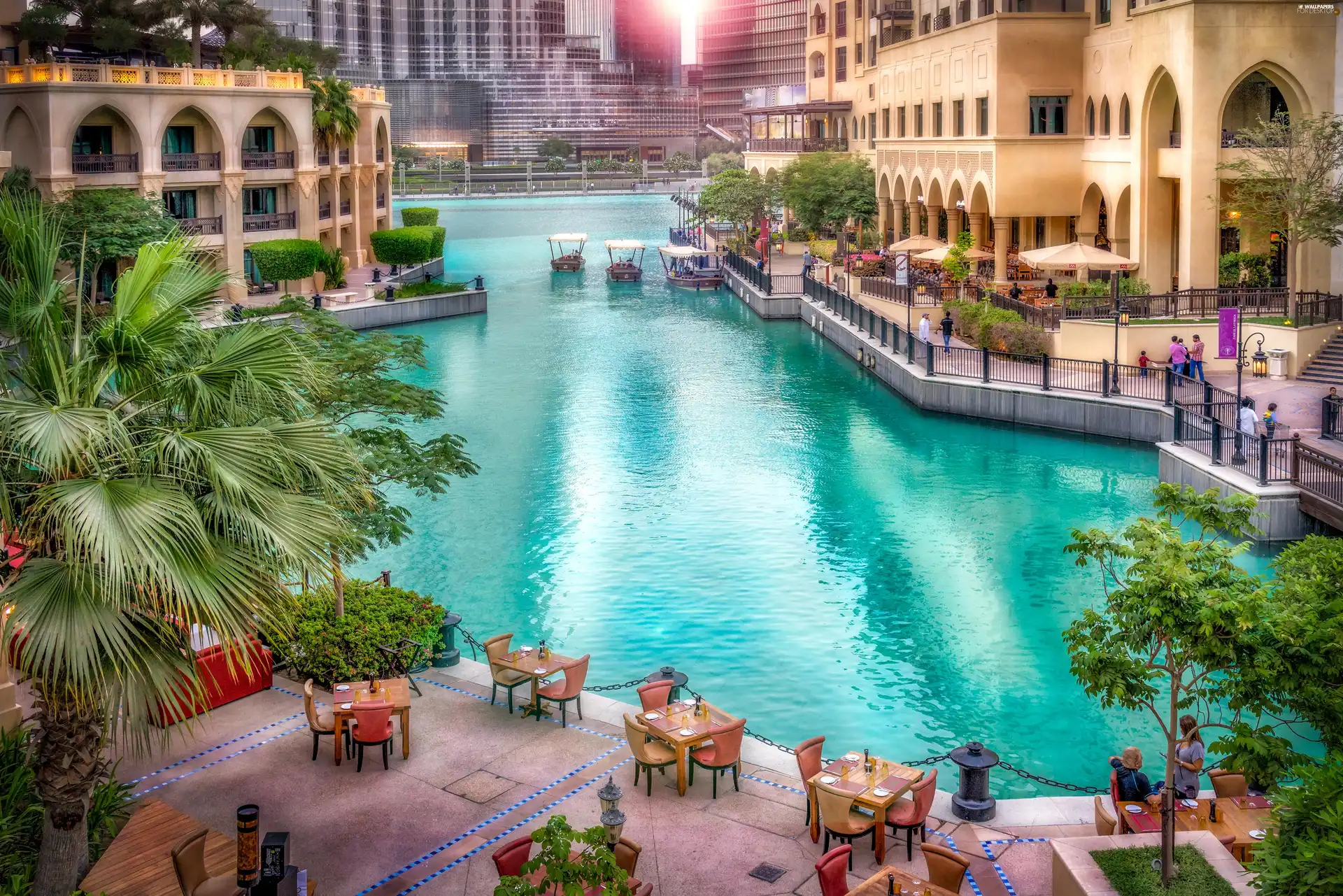 Hotels, Dubaj, terrace, HDR, Restaurant, canal
