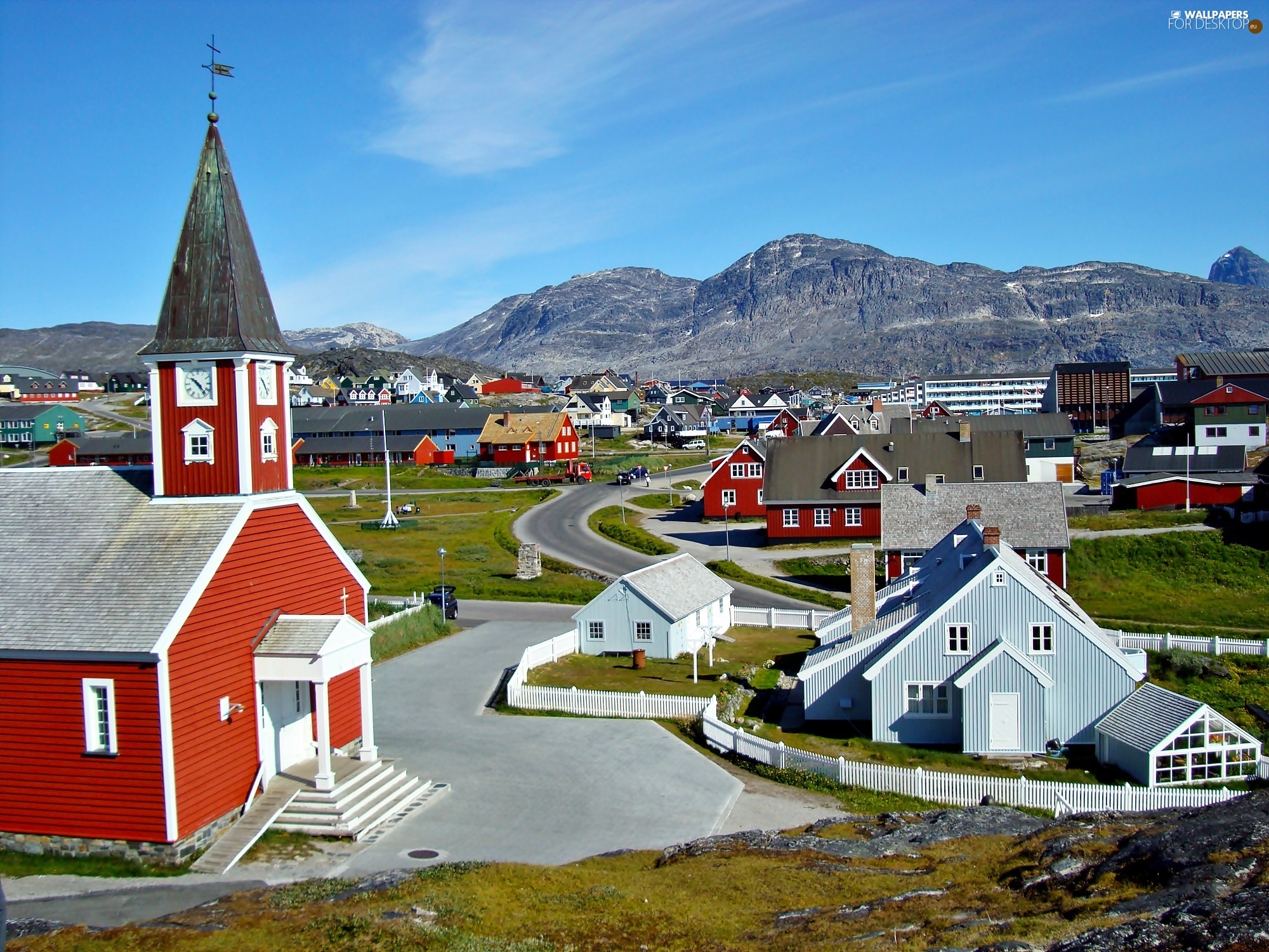 Greenland, panorama, towns, Nuuk For desktop wallpapers 2000x1500