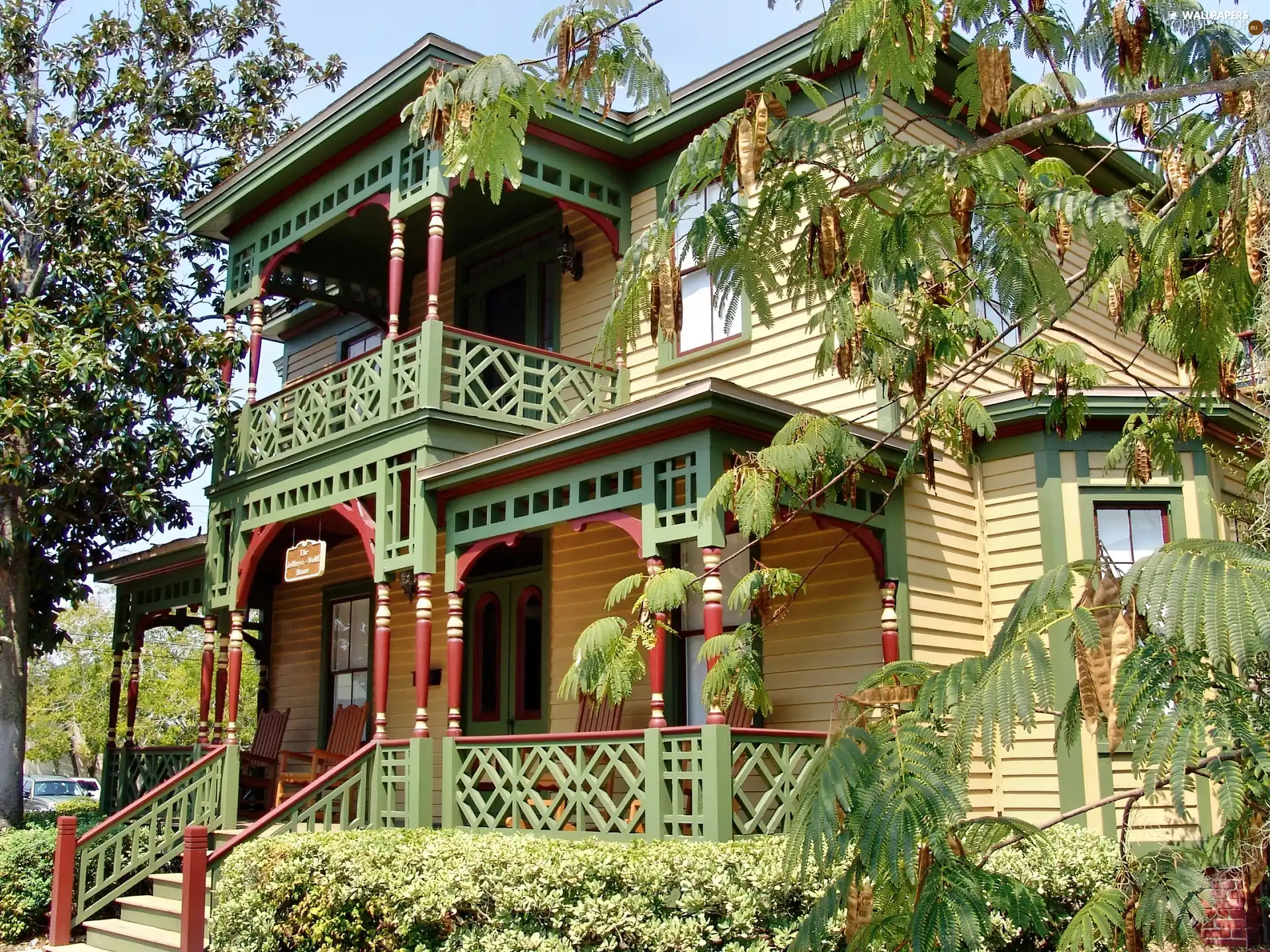 Beatyfull, house, trees, Victorian