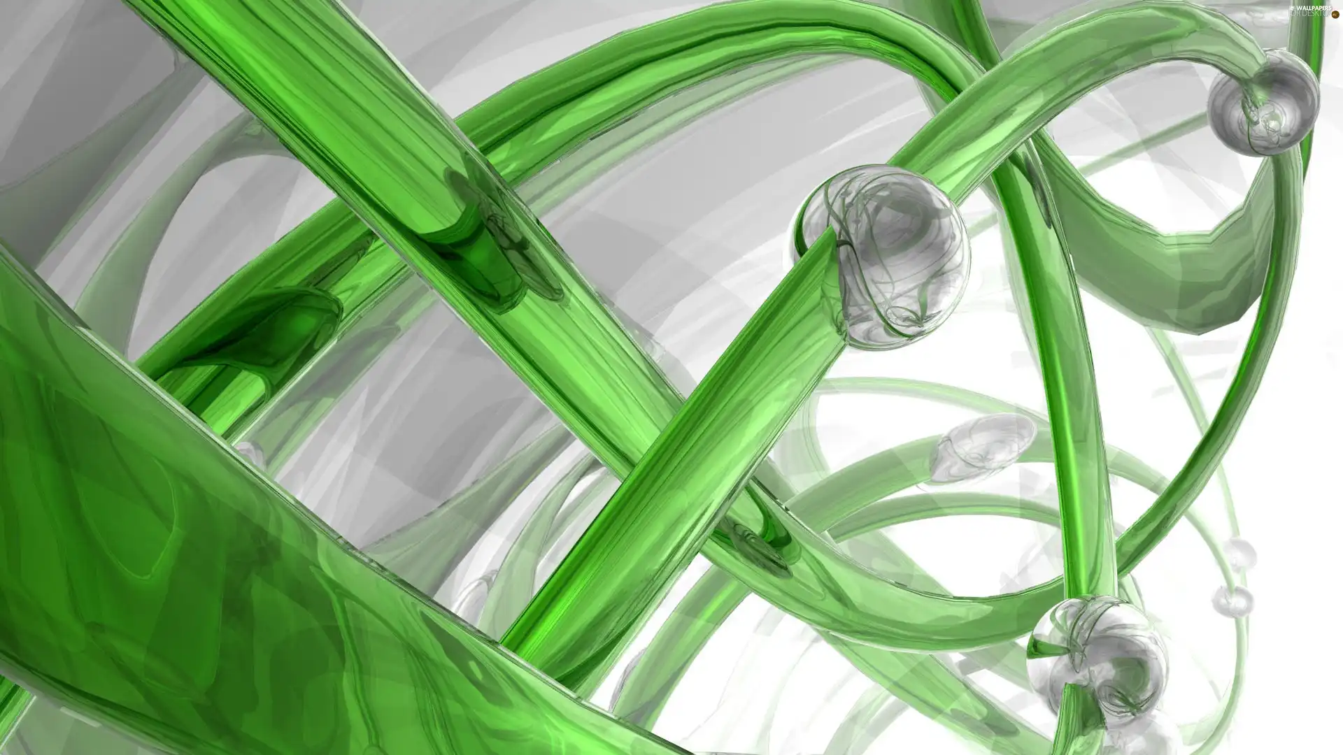 3D, glass, tube, green ones