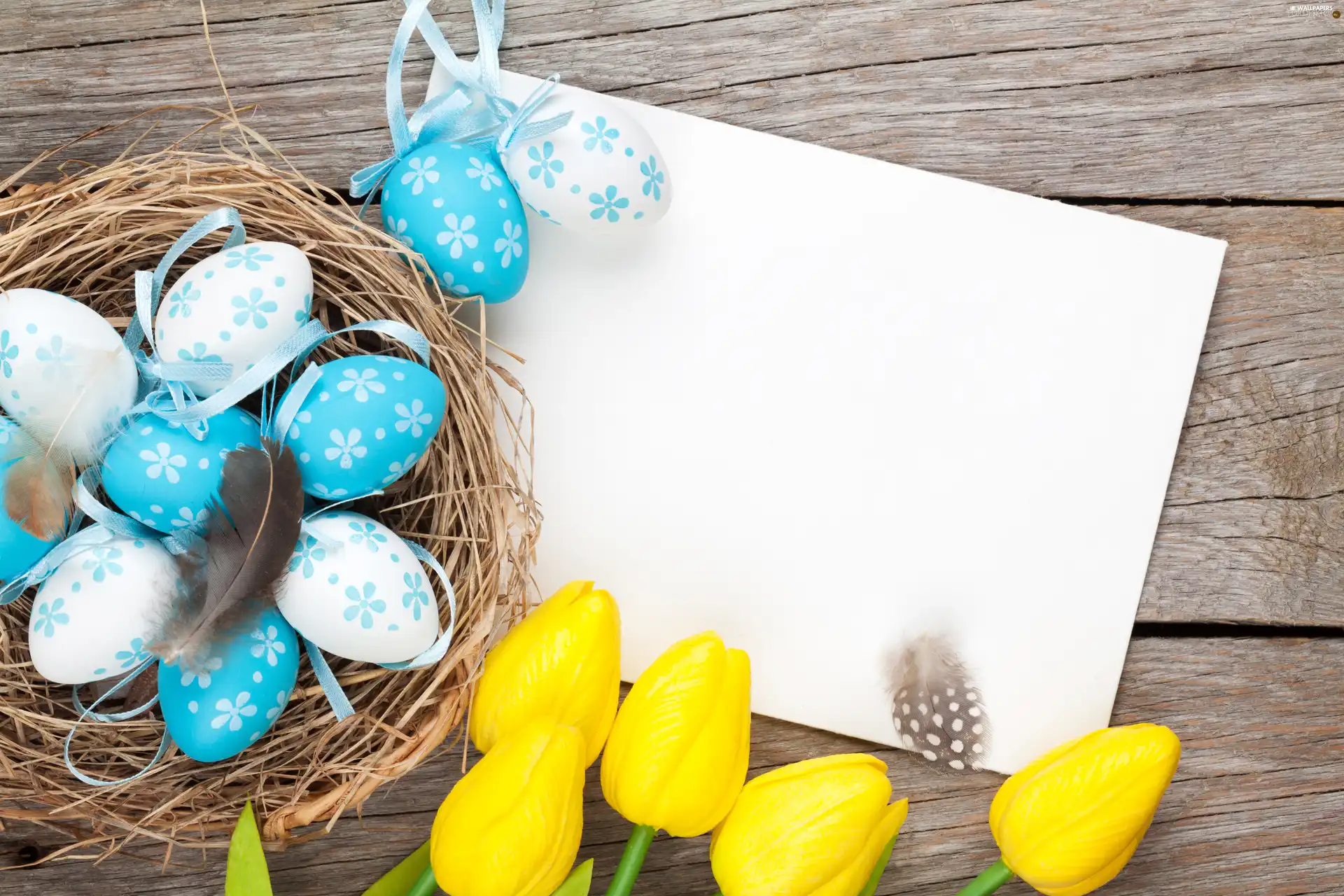 Tulips, card, Easter, eggs, composition