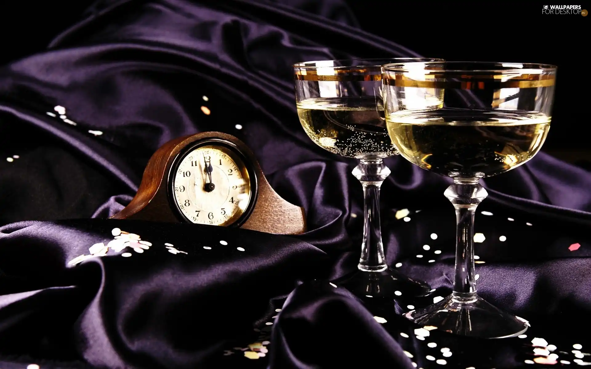 Twelfth, hour, champagne, Clock, Lights