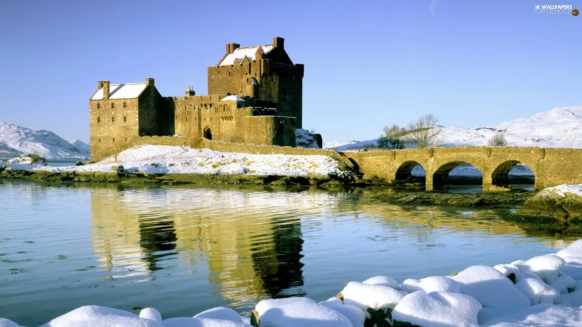 water, Castle, snow