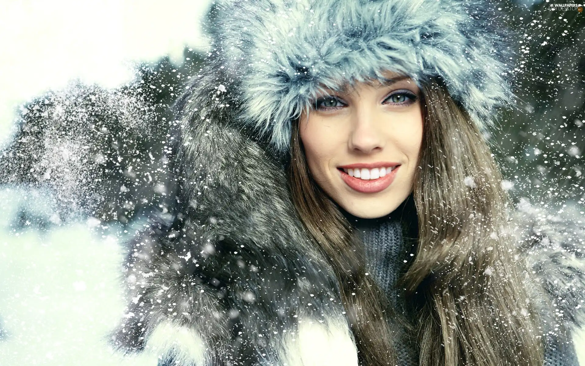 Women, snow, winter, Hat