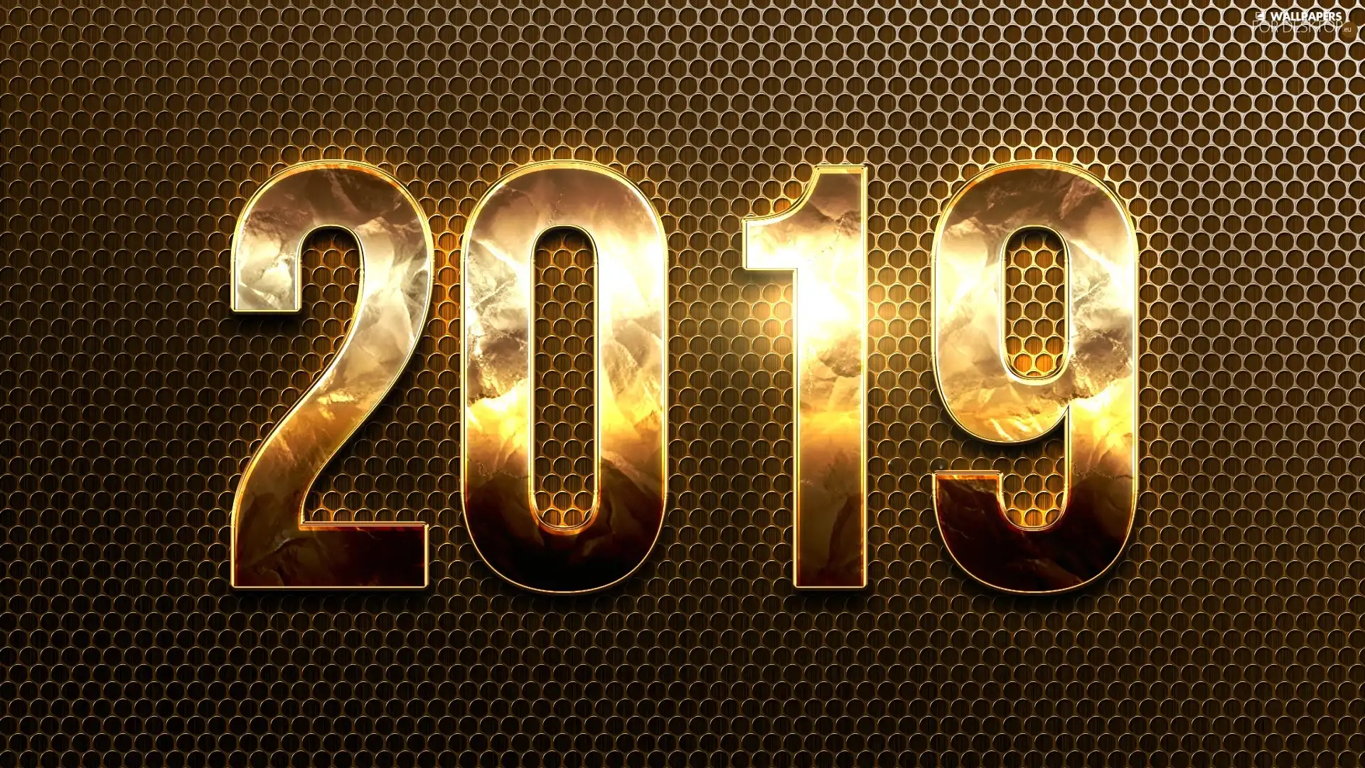New Year, numbers, Golden, 2019