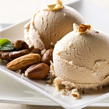 dessert, nuts, almonds, ice cream