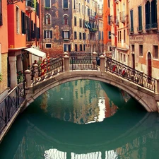 Venice, canal, apartment house, bridges