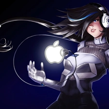Apple, girl, HEADPHONES