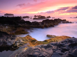 Azores, Portugal, rocks, Great Sunsets, sea