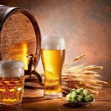 Beer, Glass, barrel