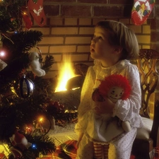 Kid, God, birth, christmas tree
