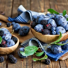 blueberries, blackberries