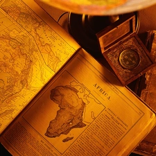 Book, atlas, compass