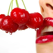 cherries, Women, lips