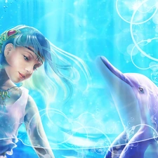 dolphin, girl, Necklace