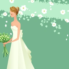 lady, bouquet, Flowers, young